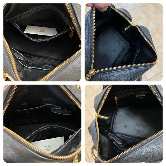 MCM Pebbled Leather Boston Handbag 👜 22cm - Picture 15 of 17